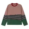 Sudadera Unisex de Manga Larga Desestructurada Nanxia Estilo Vintage Corte Tridimensional Bloques de Color Rayas Estilo Casual Holgado de Pareja