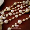 Collar multicapa de perlas ovaladas francesas retro elegante de alto sentido cadena para suéter moda de lujo ligero joyería Joker al por mayor