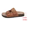 Sandalias de mujer de doble hebilla transfronterizas de comercio exterior, nuevo modelo de verano 2026, sandalias planas de estilo vacacional para mujer de talla grande