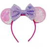 Tiara Infantil Grande com Lantejoulas, Tiara com Laço Colorido Doce, Tiara Fofa de Orelhas do Mickey Mouse, Tiara de Parque de Diversões