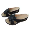 Sandalias florales transfronterizas de talla grande, en stock ahora, nuevos estilos de verano, moda europea y americana, adecuadas para usar al aire libre, con tacón de cuña y suela gruesa, diseño casual de boca de pez