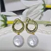 Aretes de botón redondos barrocos naturales botón liso aretes con pasador de plata S925 aretes franceses irregulares