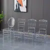 Silla de Cristal Transparente Acrílica Hotel Salón de Ceremonias de Boda Salón de Banquetes Silla de Plástico Estilo Napoleón con Junta de Bambú Actividades al Aire Libre