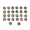 Cuentas Redondas Perforadas con Letras de Aleación Gota de Aceite Colgante 26 Letras Inglesas Colgante para Pendientes de Gota de Aceite DIY