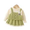 Conjunto de Suéter para Niños Otoño e Invierno Nuevo Bebé Niña Falso Tres Piezas Falda de Punto Estilo Coreano Suéter con Tirantes Moderno y Lindo