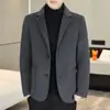 Terno Masculino de Lã Espesso Quente Dupla Face Masculino Curto de Lã Outwear Outono e Inverno Outwear de Lã com Forro de Penas