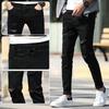 Jeans Negros Rasgados para Hombre para Primavera y Verano, Marca de Moda, Corte Delgado, Estilo Coreano, Populares en Línea