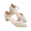 Sandalias Baotou para Mujer Tacón Grueso Primavera y Verano 2025 Nuevos Zapatos de Tacón Medio de una Sola Capa Combinan con Todo Puntiagudos Cómodos Sandalias para Mujeres Trabajadoras