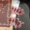 Uñas vestibles de Halloween superventas transfronterizas europeas y americanas, piezas de arte de uñas de calabaza, calavera y fantasma puramente hechas a mano, productos terminados para venta al por mayor de alta gama