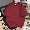 Camiseta de Manga Corta de Algodón Puro de Peso Pesado 260g para Hombre, Ajuste Holgado de Verano, Camiseta Base Estampada No Transparente, Top de Marca de Moda, Camiseta de Hombre