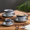 Juego de Taza y Platillo de Cerámica para Café, Taza de Estilo Japonés Retro para Latte Art, Taza para Cappuccino, Taza para Latte, Taza para Espresso