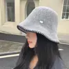 Chapéu de Pescador de Tricô Feminino Outono Inverno Novo Chapéu de Balde de Feltro de Lã Faz o Rosto Parecer Menor Versátil Proteção Solar Moda Chapéu para o Dia a Dia