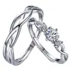 Anillo de plata de estilo coreano para parejas, anillo de plata con incrustaciones de circonita, regalo de joyería creativa para hombres y mujeres.