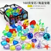 Brinquedo de Gema Plástica Infantil Caixa de Cristal Baú do Tesouro Pirata Princesa Diamante Acrílico Contas de Pérola Brilhante Brinquedo