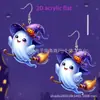 Brincos de Pingente Acrílico de Halloween Transfronteiriços Design de Abóbora Bruxa Fervendo Brincos Coloridos de Fantasma para Halloween