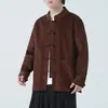 Otoño 2026 Nuevo Chaqueta de Pana con Botones de Rana Retro Chino Ropa Exterior Casual Estilo Chino Traje Tang Camisa de Manga Larga Hombre