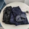 Calça Reta Estampada Paisley Estilo Old Money Americano 2025 Nova Solta Casual Fashionável Versátil de Perna Larga Longa