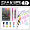 Transfronterizo dedicado a bolígrafo de contorno de doble línea 12 colores sueño color metal Navidad DIY tarjeta de felicitación mano cuenta marcador