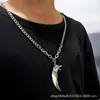 Estilo Étnico Retro Diente de Lobo Simulado Acero Inoxidable Collar Hombres Tendencia Genial Dominante Elegante Cabeza de Lobo Cabeza de Tigre Accesorios Largos