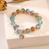 Pulseira Elegante de Luxo Leve Colorida Pedra Natural Chinesa Étnica Lótus Ruyi Estilo Nacional Pulseira Melhor Amigo Joia