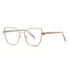 Gafas de moda color rosa té anti-luz azul 3145CP montura dorada tipo patilla cara grande chica popular con montura óptica de comercio exterior