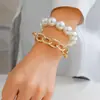 Pulseiras Geométricas Europeias e Americanas para Mulheres Contas Exageradas Contas Redondas Grandes Pérolas de Imitação Moda Transfronteiriça Joias Douradas Yiwu