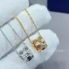 Collar Cilíndrico de Panal Chapado en Oro de 18 Quilates para Mujer, Cadena para Clavícula Calidoscopio en Oro Rosa de Lujo Ligero, Colgante de Cintura Pequeña Panal Ins