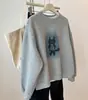 Suéter Pulóver de Cuello Redondo con Estampado de Gatito Estilo Coreano Retro Reductor de Edad Sudadera de Cuello Redondo Chaqueta de Hombro Caído Holgada para Mujer Tendencia de Estudiante de Otoño