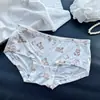 [80-120] 524 Seda de Hielo estampado lindo tiro bajo bolsa de ropa interior para mujer cadera con taladro ropa interior para mujer tiro bajo