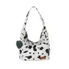 Nova Bolsa de Ombro Assimétrica com Duas Opções de Cor, Pingente de Etiqueta de Couro, Bolsa Grande de Ombro Casual para o Dia a Dia, Viagem