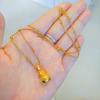 Colgante Trébol de Cuatro Hojas de Oro Arena de Vietnam Oro Latón Chapado en Oro Colgante de Moda para Mujer Cadena Clavícula para Mujer Collar Trébol del Amor