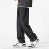 Pantalones Casuales con Botones para Hombre, Nuevo Estilo Americano High Street de Primavera y Otoño, Pantalones Rectos Holgados, Pantalones Largos Deportivos de Pierna Ancha de Secado Rápido, Modernos