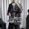 Camisa Floral Graffiti Personalizada Masculina Fina Casal Secagem Rápida Estilo Sudeste Asiático Casual Solta Manga Curta Top Jaqueta