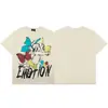 Comércio Exterior Transfronteiriço Atacado Nova Marca Tendência Estilo Americano Camiseta 280g de Manga Curta para Homens e Mulheres com Strass Estampado, Caimento Solto Manga Meia