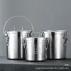 Cubo sellado de acero inoxidable 304 con asa de hebilla, cubo de almacenamiento de arroz, cubo para entrega de alimentos de cantina, cubo sellado para leche para uso comercial