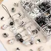 Accesorios de material para collar y pulsera hechos a mano DIY, flor cuadrada de oso lindo de cerámica en blanco y negro, garra de gato, cuentas, todo a juego
