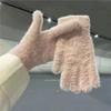 Luvas quentes de inverno pelo de coelho pelúcia ins luvas femininas de caxemira fofas à prova de frio cor sólida luvas atacado