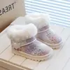 Botas de Nieve para Niñas 2026 Invierno Nuevas Zapatos Grandes de Algodón para Niños Otoño e Invierno Botas de Princesa para Bebé Zapatos de Terciopelo Plus para Niñas