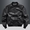 Chaqueta de trabajo de cuero para hombre, estilo retro, holgada, estilo coreano, informal, de moda, con solapa y para motociclista, para primavera y otoño