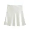 730-26 Falda retro estilo blogger INS de otoño con cremallera lateral, minifalda de acetato tipo satén para commuting de verano OL