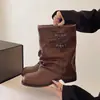 Botines de Tobillo con Tacón Grueso Estilo Occidental Plisados de Otoño para Mujer 2026 Nuevos Botas de Moda Apiladas Adelgazantes Pierna de Pantalón Retro Adelgazantes