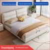 Cama Baú Minimalista Moderna com Estofado Macio para Quarto de Casal, Cama de Casal, 1,8m