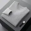 Novo Suéter de Cashmere Masculino para Primavera e Outono, Gola Redonda, Corte Solto para Jovens e Meia-Idade, Malha Quente de Lã para Negócios