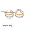 Aretes Abiertos de Acero Inoxidable Chapados en Oro, Doble Capa, Bloques de Color Sencillos, Estilo Ins Transfronterizo, para Mujer