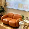 Sofá color crema para salón de belleza, sofá para sala de estar, adecuado para apartamentos pequeños, diseño de línea recta, estilo nórdico minimalista, sofá de recepción para tienda de ropa, sofá popular de celebridad de internet, sofá doble