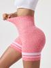 Shorts de Yoga Sem Costura de Cintura Alta com Estampa de Leopardo em Cores Contrastantes para Mulheres Corrida ao Ar Livre Esportes Bumbum Pêssego Fitness Yoga Calças Três Pontos