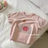 Meninos e Meninas 2026 Verão Novo Algodão Puro Estampa de Desenho Animado Personalidade Pequeno e Médio Crianças Manga Curta Camiseta Top de Bebê Tendência