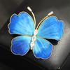 Nuevo Broche de Flor de Terciopelo Azul Estilo Chino Patrimonio Cultural Inmaterial Mariposa Broche de Insecto Retro Elegante Incrustado de Diamantes Moda para Mujer