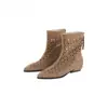 Botines huecos de punta fina estilo europeo y americano para mujer, nuevo modelo de verano, botas versátiles y estilizadas de suela gruesa que aumentan la altura, botines elásticos que aumentan la altura para mujer