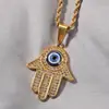 Pendente de Mão com Olho de Diabo e Diamante Mais Vendido Transfronteiriço Colar Clássico Olho Azul Turco Mão de Fátima